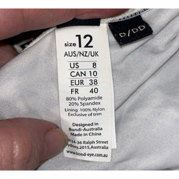 Bond-Eye Australia Women’s Gray Striped Ruched One Piece Swimsuit US 8 D/DD - Picture 8 of 10